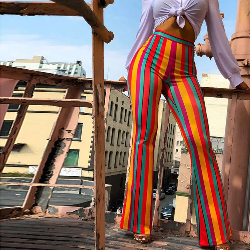Juliette High-Waist Striped Flare Pants