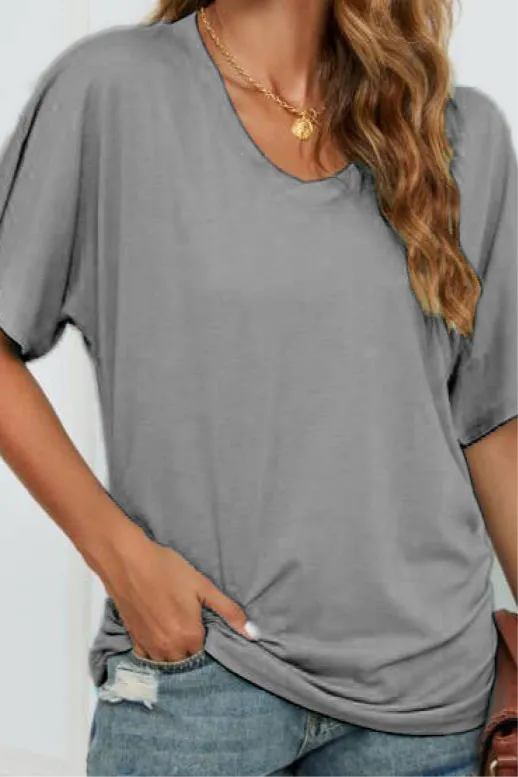 Julisa V-Neck Side Ruched Tee
