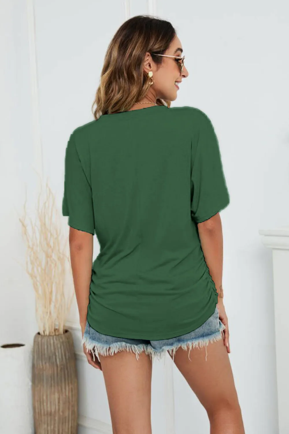Julisa V-Neck Side Ruched Tee