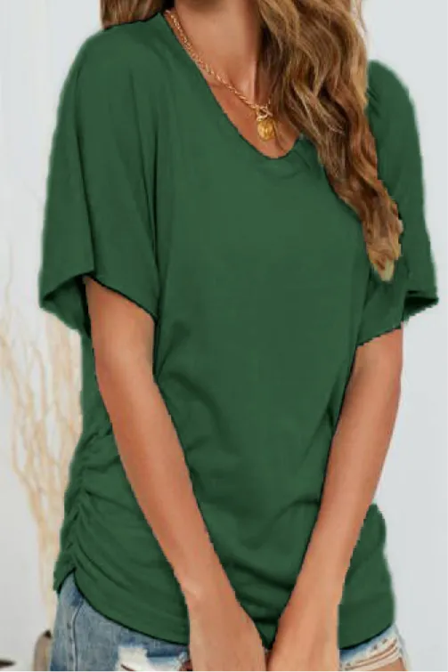 Julisa V-Neck Side Ruched Tee