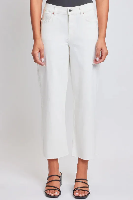 JUNIOR CROPPED HIGH-RISE WIDE LEG TROUSER PANTS – PEARL