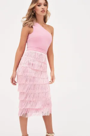 KC Dresses Pink Fringe Dress