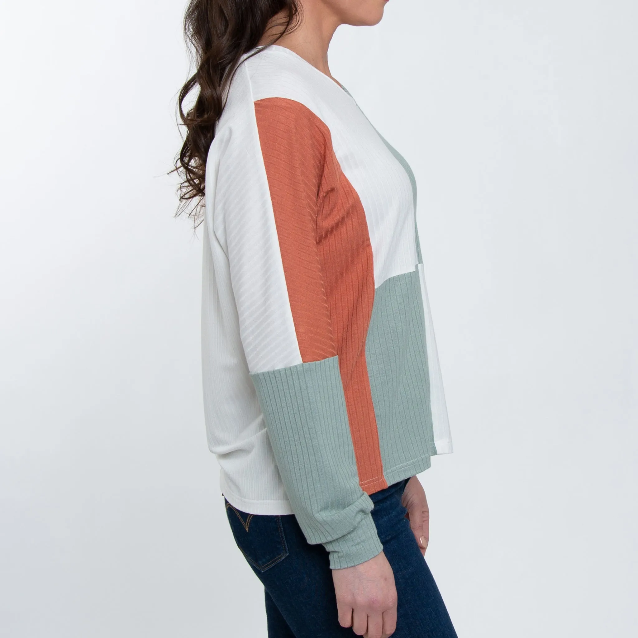 Keegan V-Neck Color Block Top