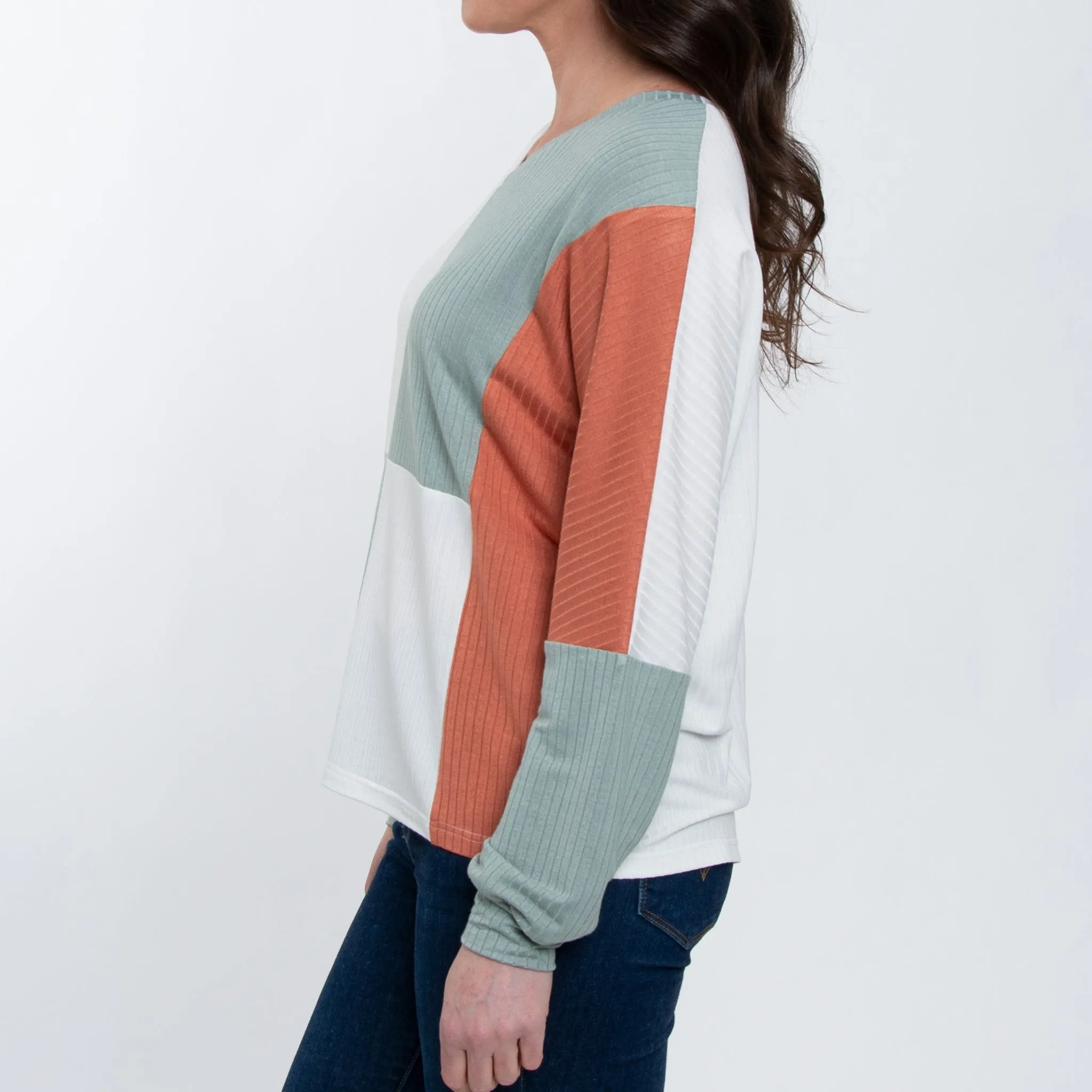 Keegan V-Neck Color Block Top