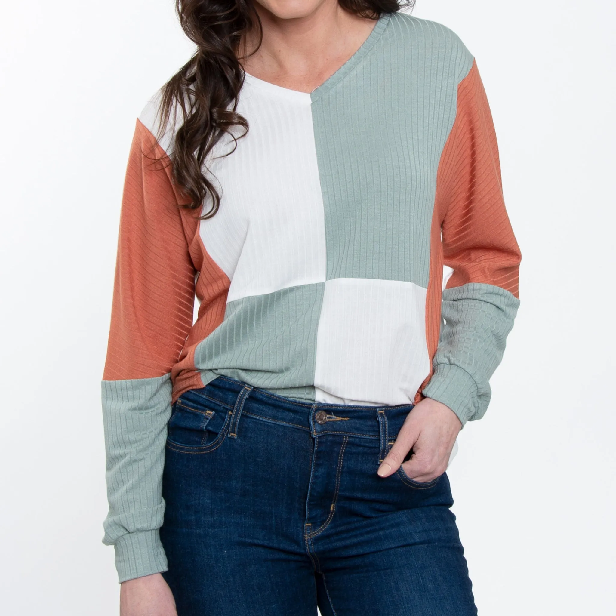 Keegan V-Neck Color Block Top