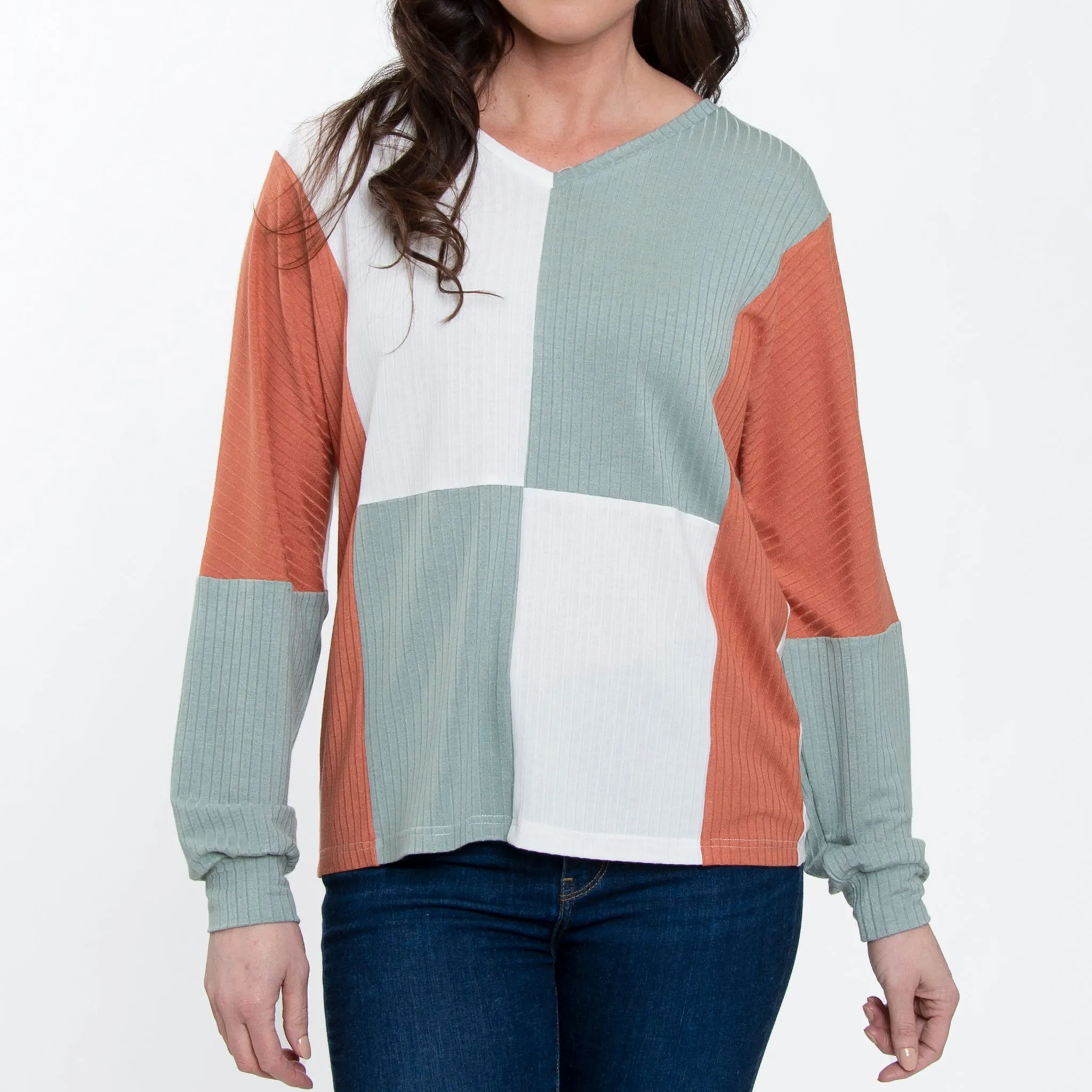Keegan V-Neck Color Block Top