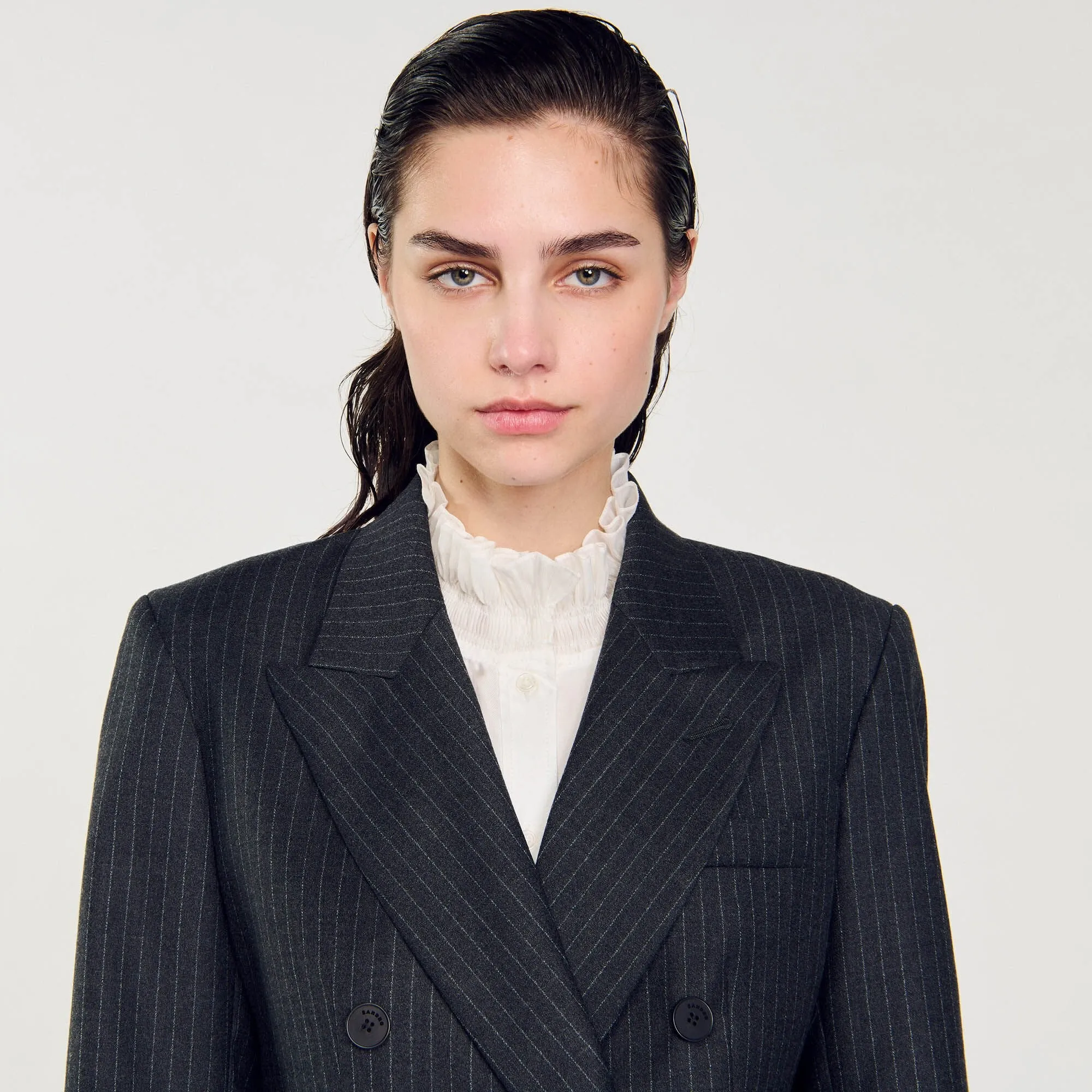 Kelia Stripy Suit Jacket Grey