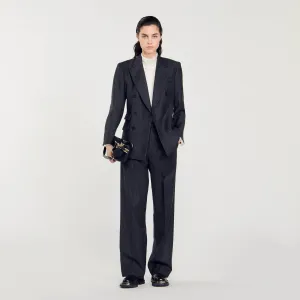 Kelia Stripy Suit Jacket Grey