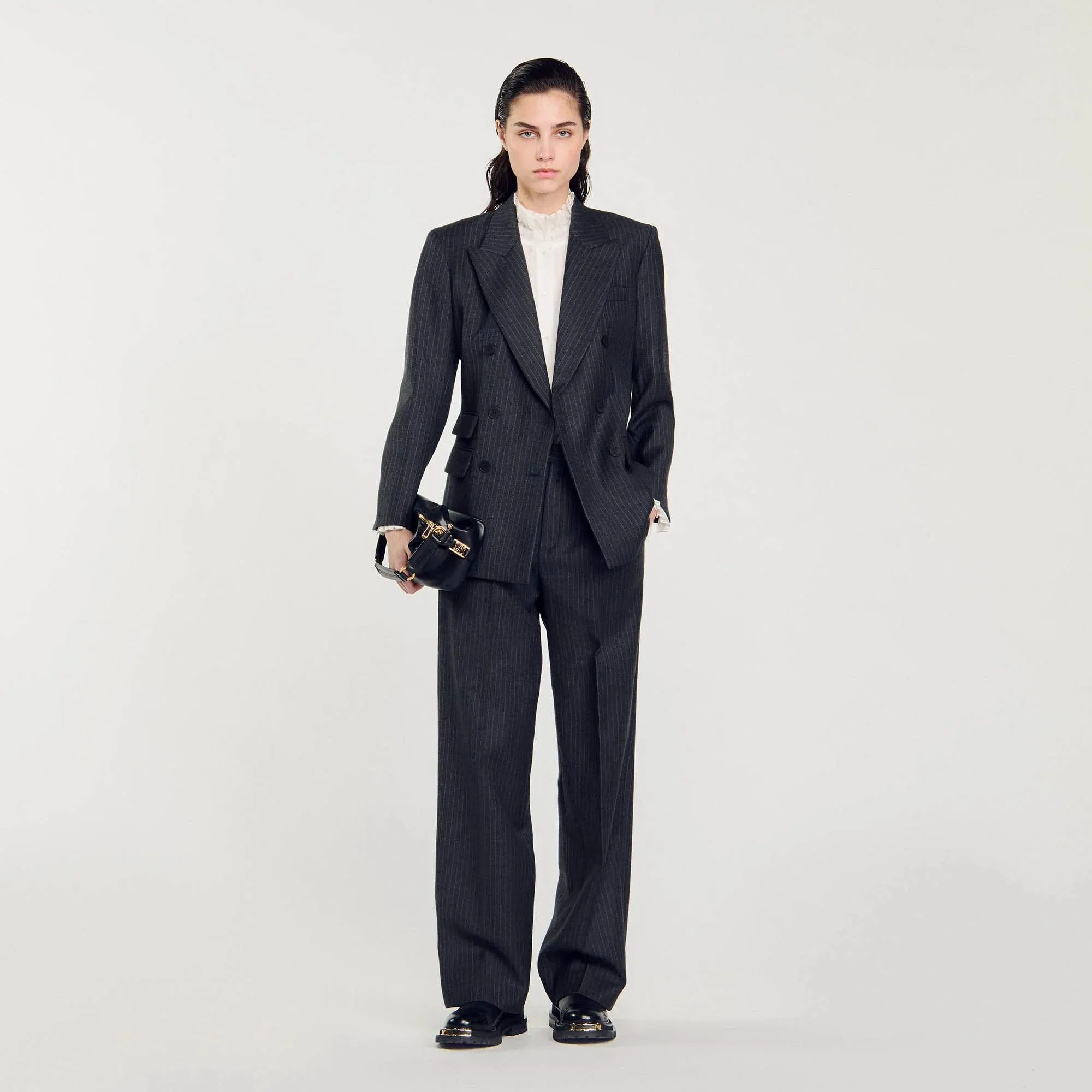 Kelia Stripy Suit Jacket Grey