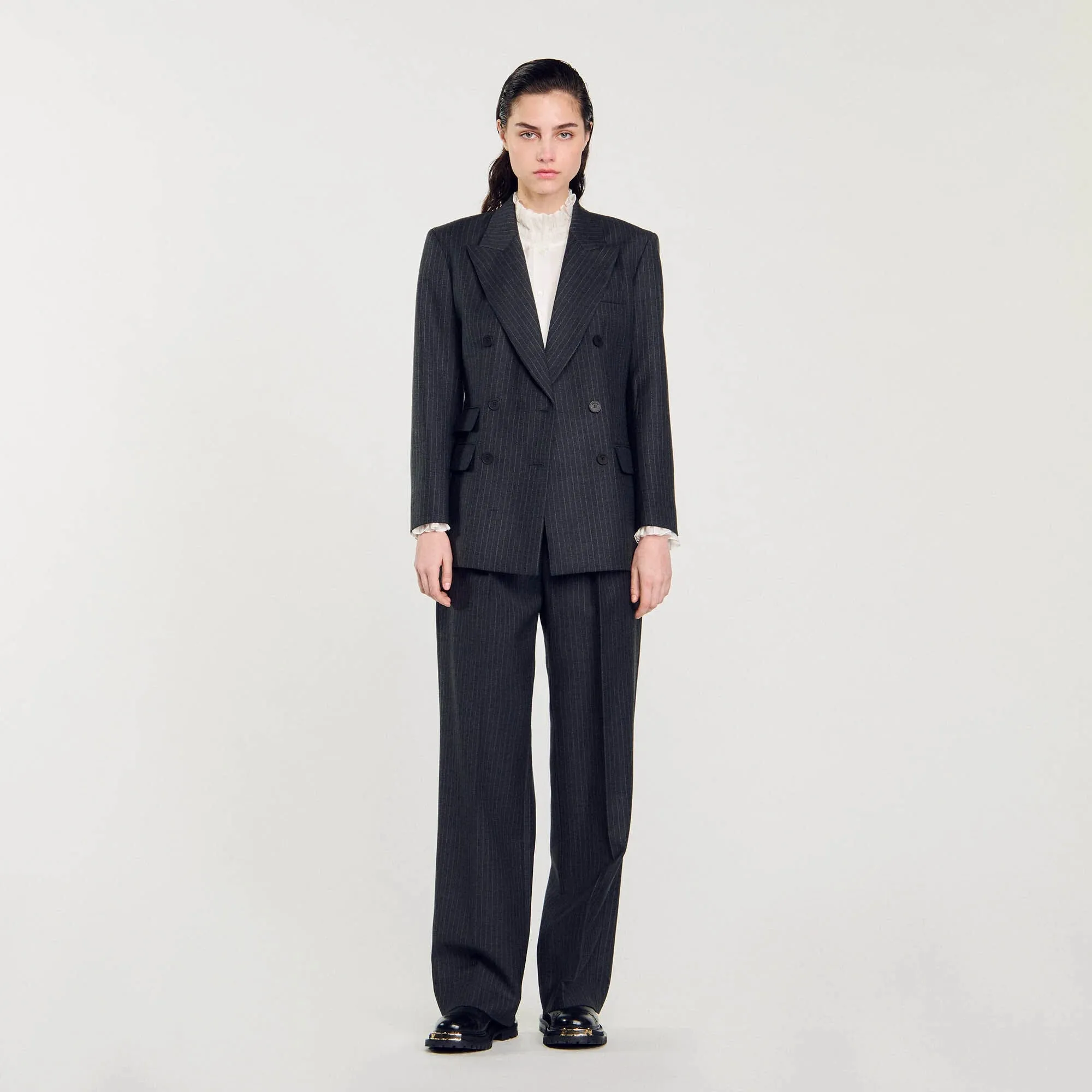 Kelia Stripy Suit Jacket Grey