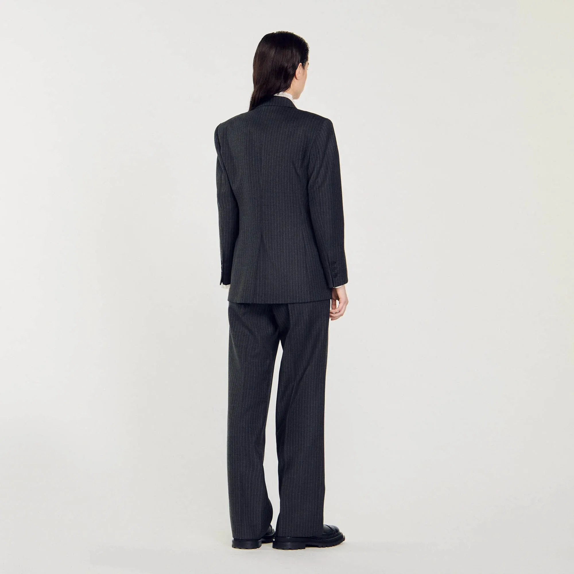Kelia Stripy Suit Jacket Grey