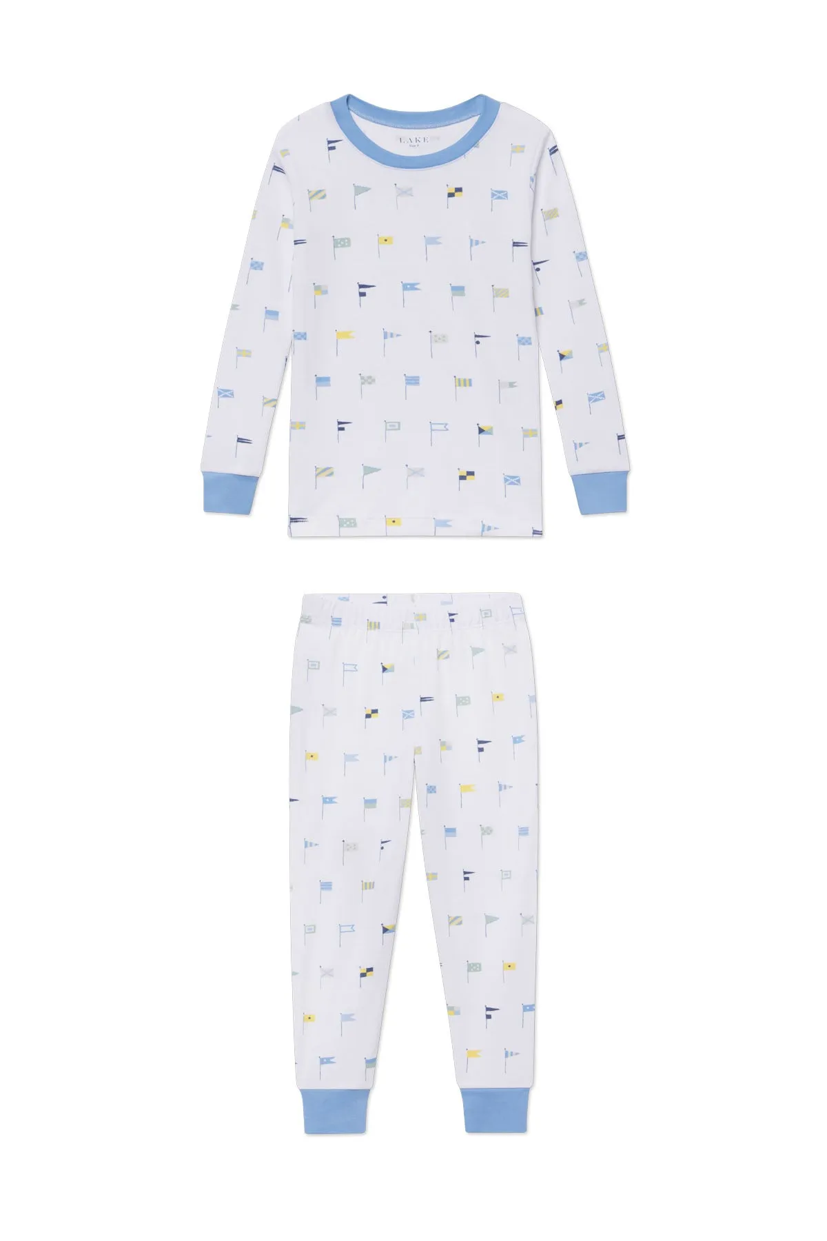 Kids Long-Long Set in Baltic Blue Nautical Flags