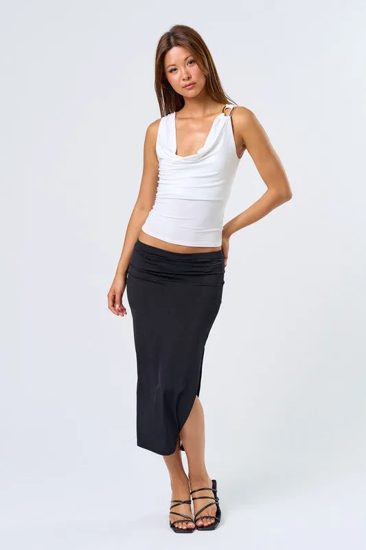 La Lune Draped Cowl Tank Top