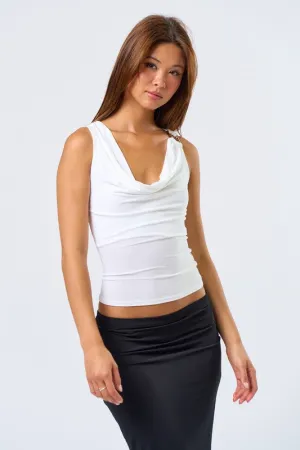 La Lune Draped Cowl Tank Top