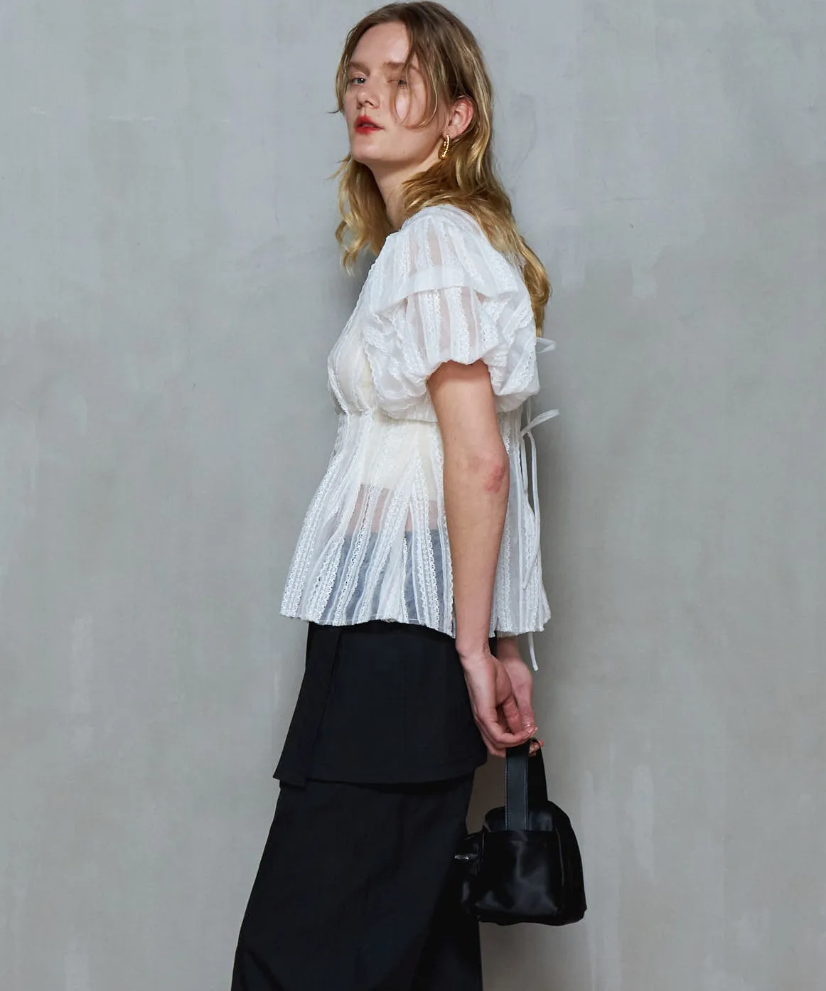 Lace Peplum 2way Tops