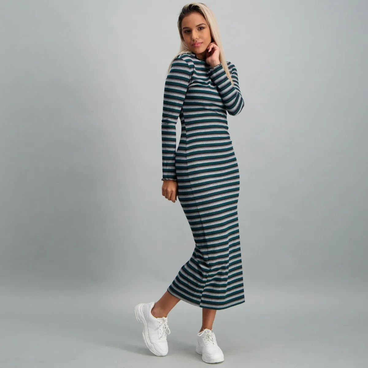 Ladies-Stripe Rib Dresses