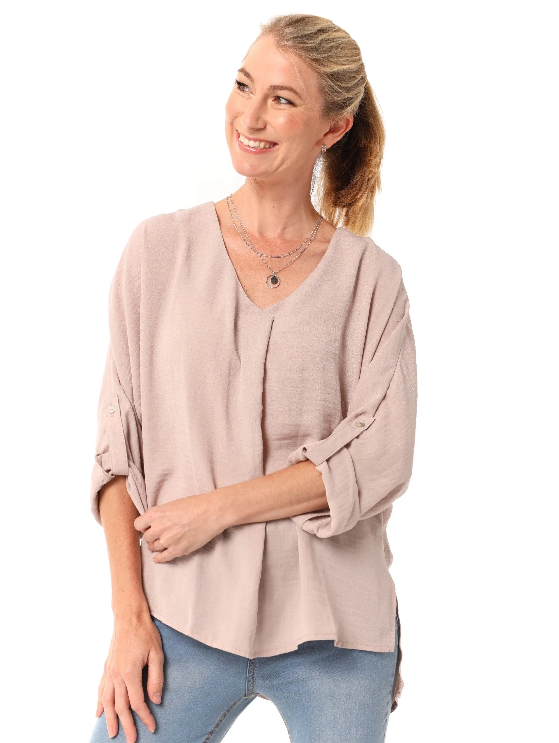 Ladies V-Neck Tunic - Stone