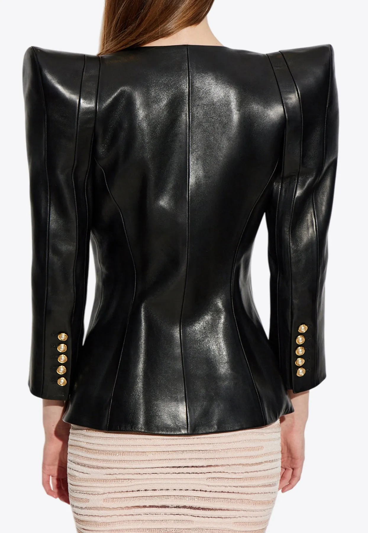 Lambskin Jacket with Structured Shoulders
