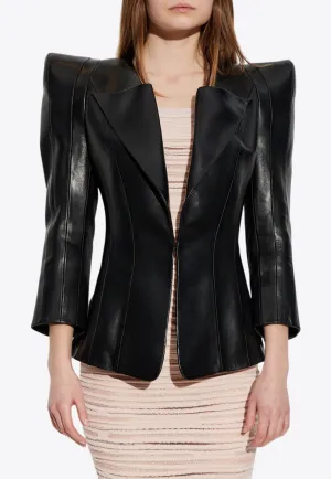 Lambskin Jacket with Structured Shoulders