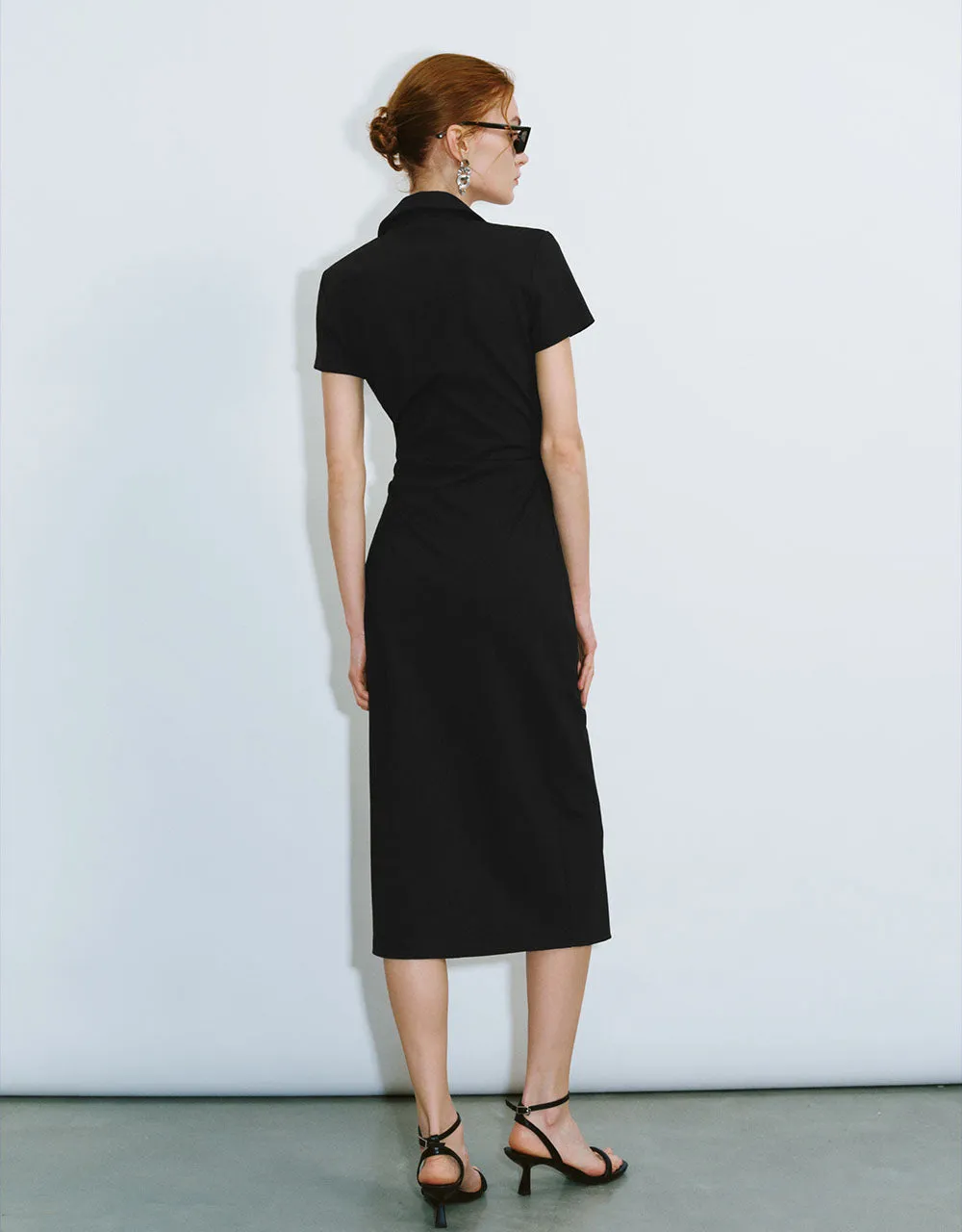 Lapel Wrapped Straight Dress