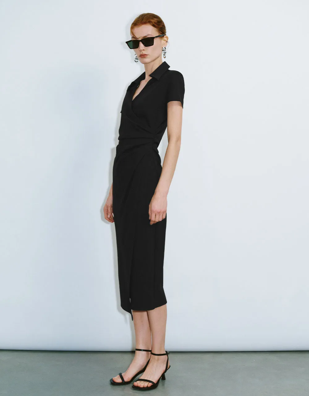 Lapel Wrapped Straight Dress