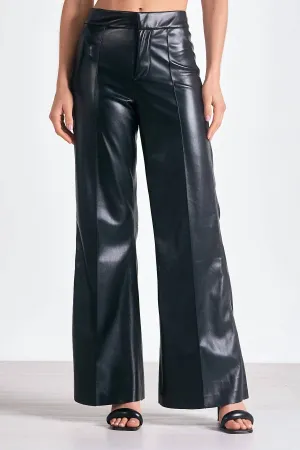 Leather High Waisted Pants In Black