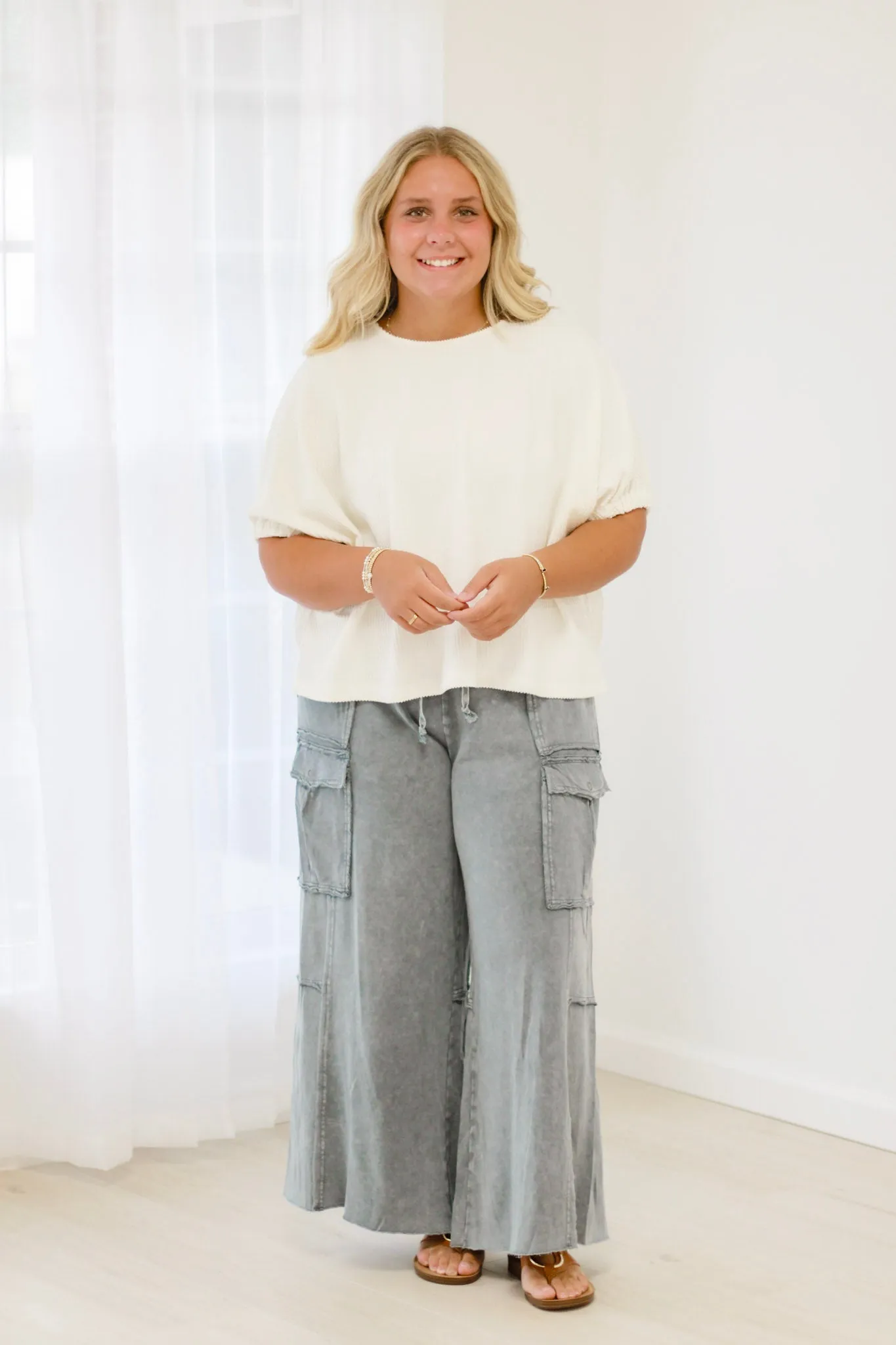 Level Up Wide Leg Pants in Faded Navy
