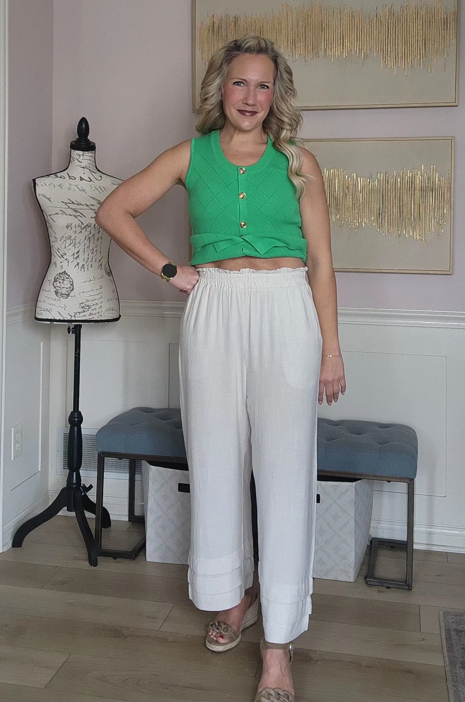 Light Tan Linen Flowy Pants
