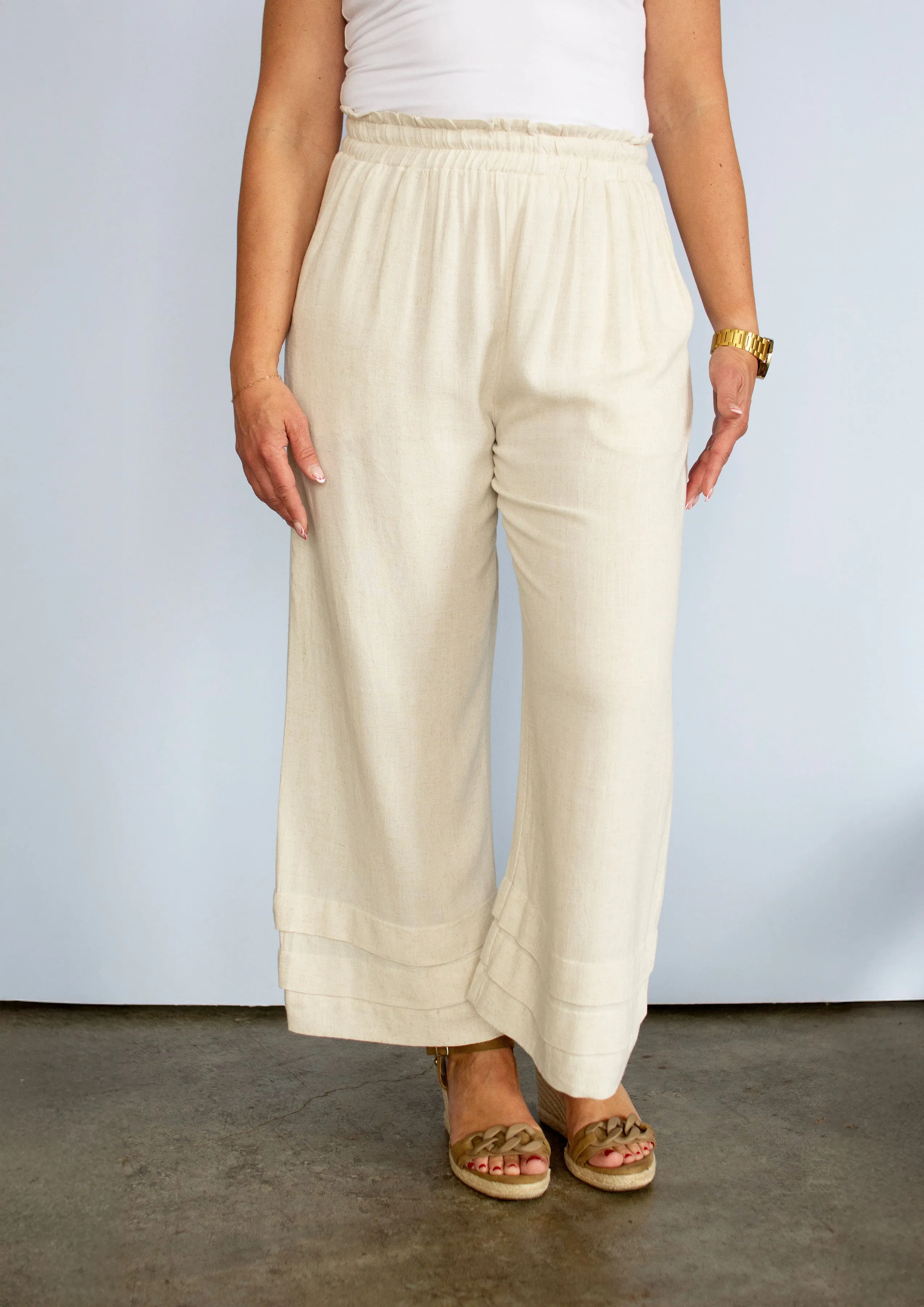 Light Tan Linen Flowy Pants