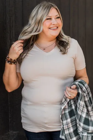 Light The Way V-Neck Top- Nude