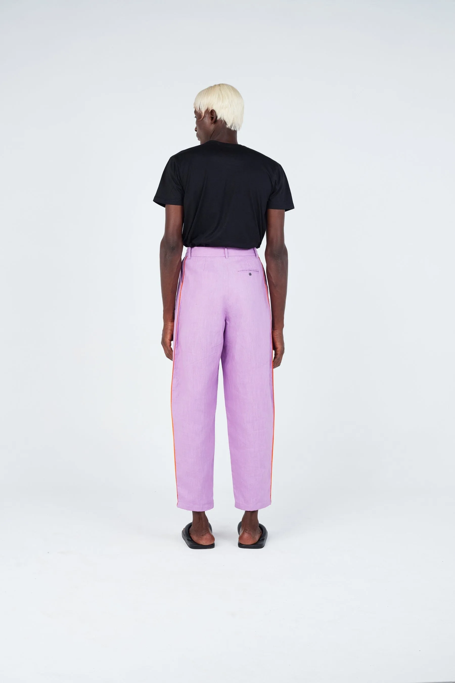 Lilac Stripe Seam Carrot Pants