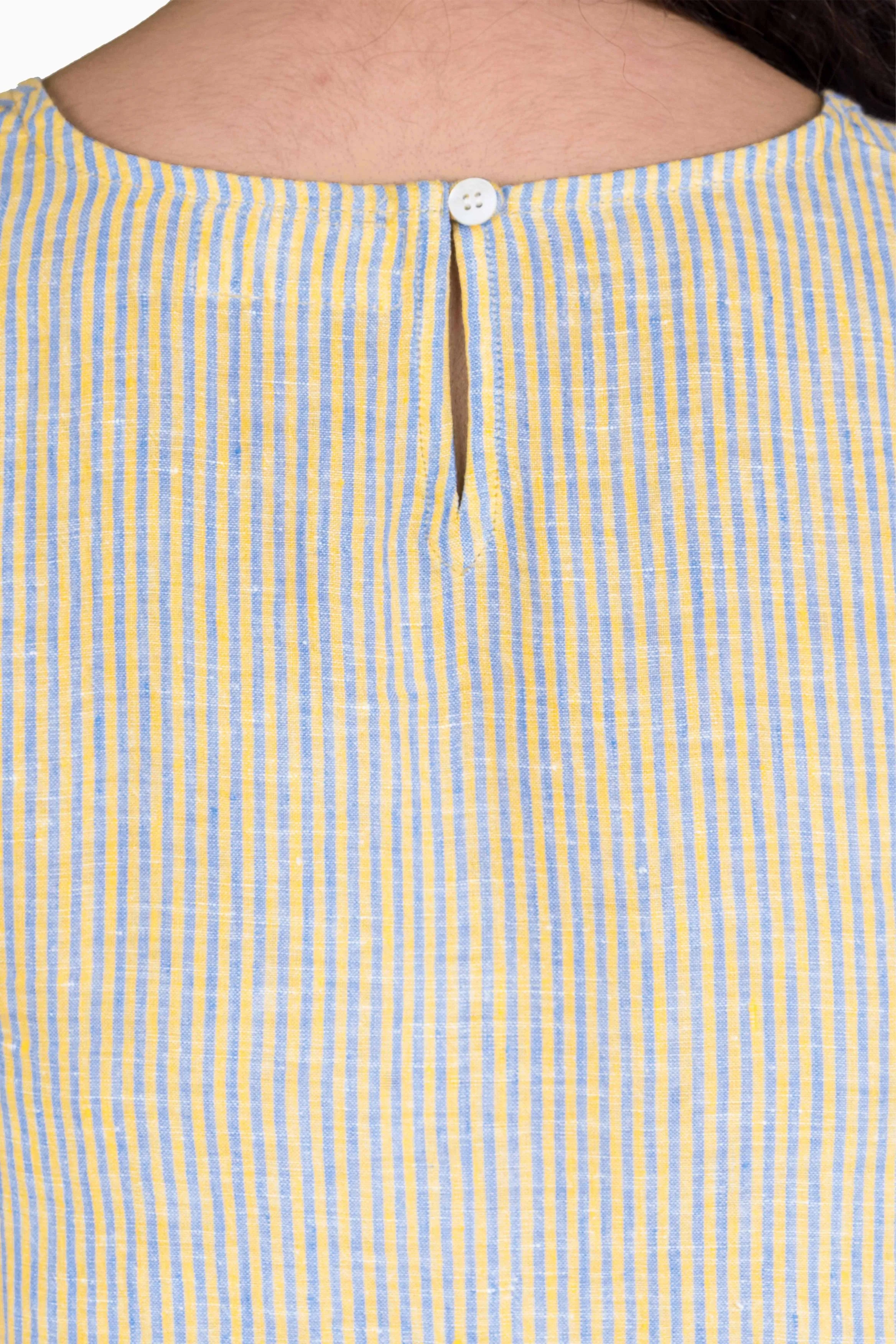 Linen Celeste Dress-Swirly Yellow