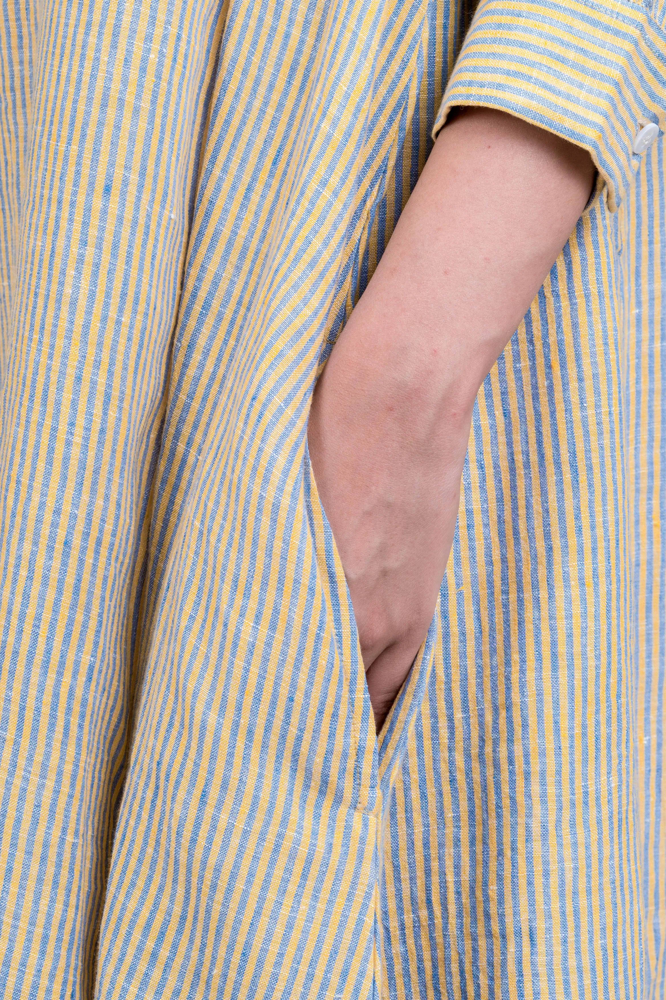 Linen Celeste Dress-Swirly Yellow