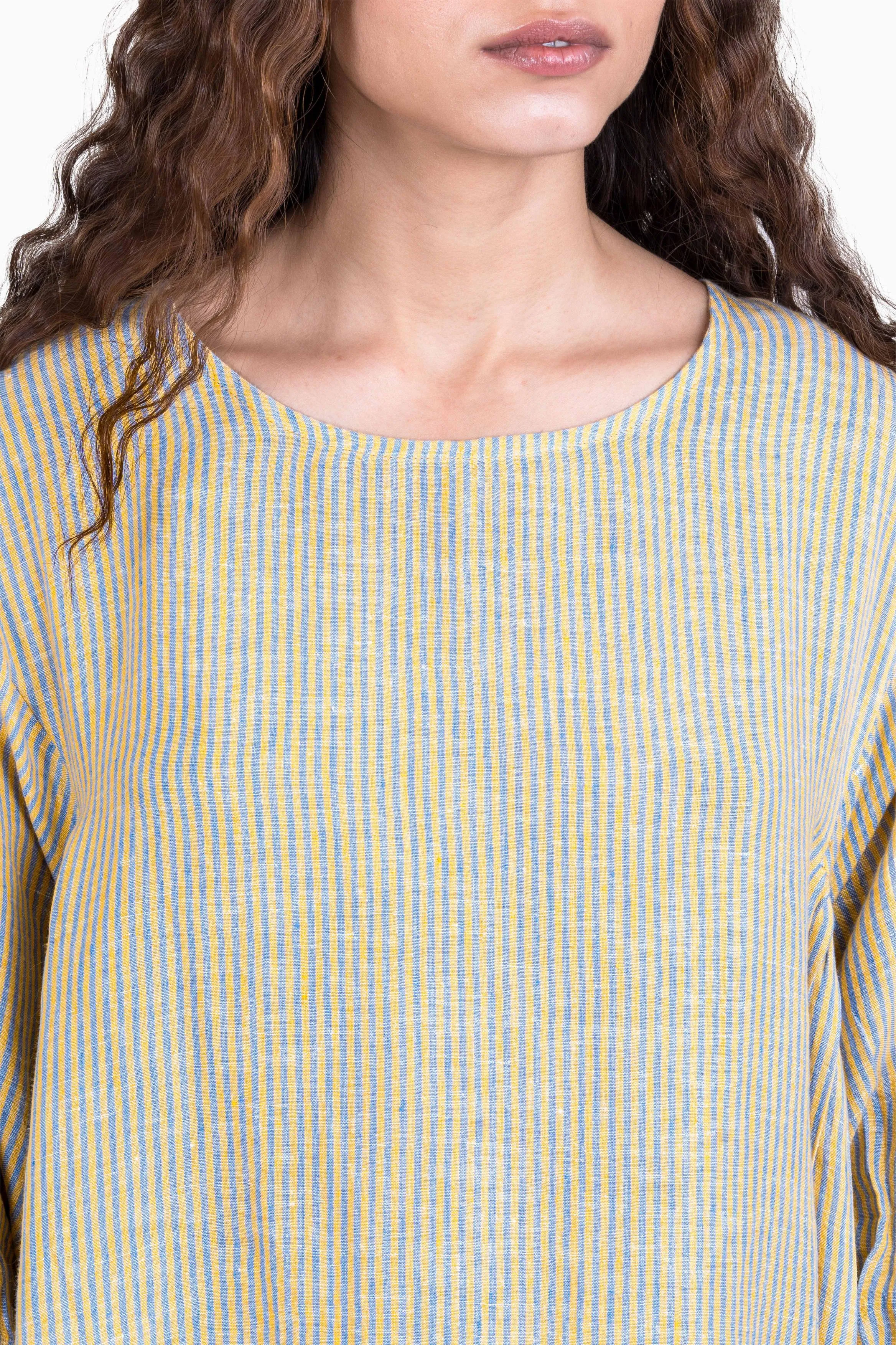 Linen Celeste Dress-Swirly Yellow