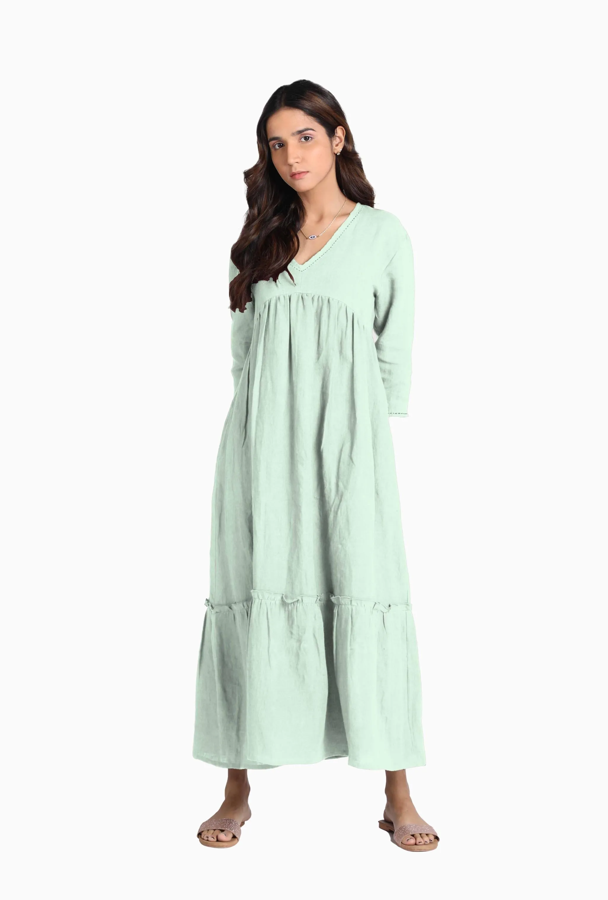 Linen Twilight Maxi Dress-Misty Lilac