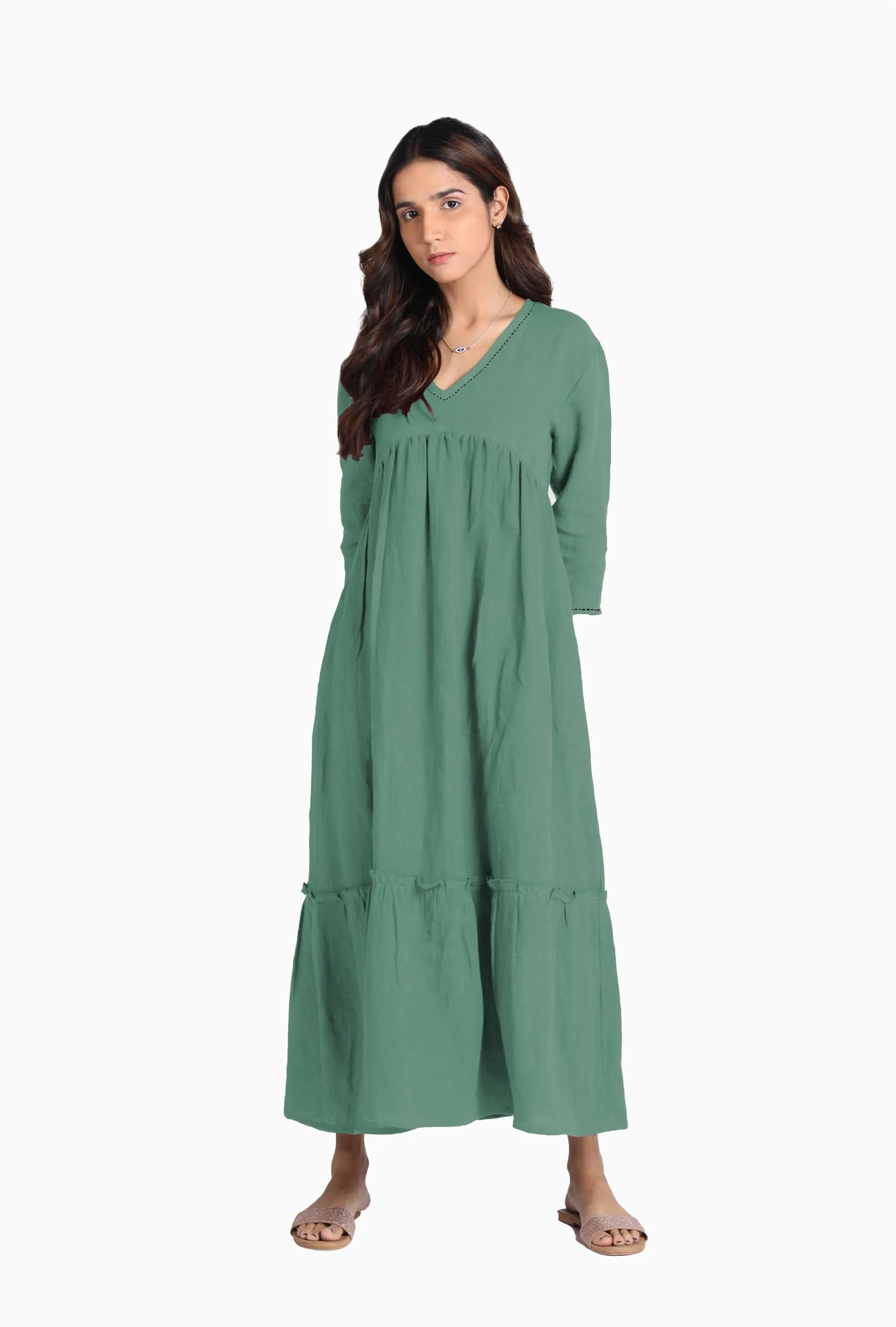 Linen Twilight Maxi Dress-Misty Lilac