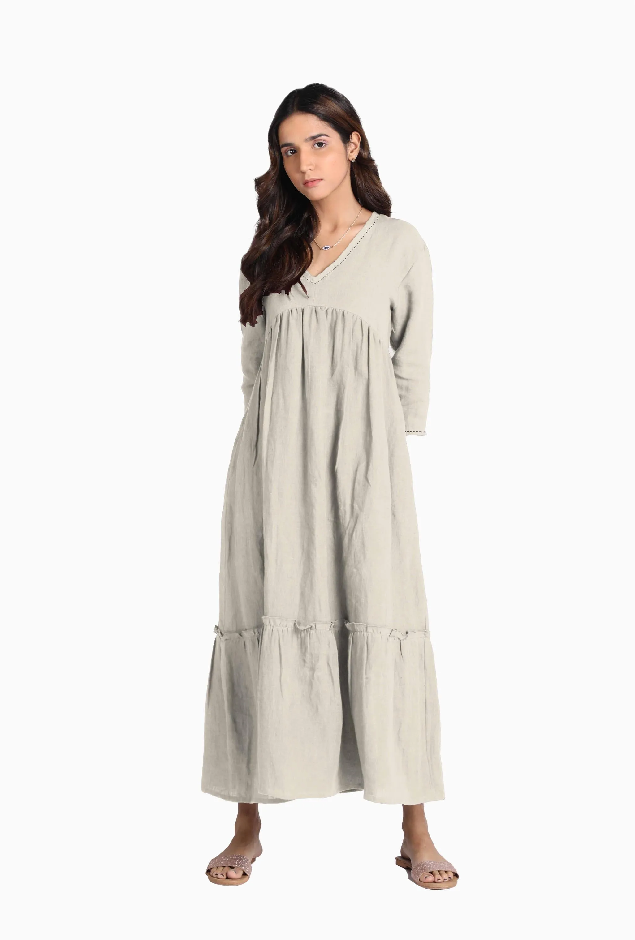 Linen Twilight Maxi Dress-Misty Lilac