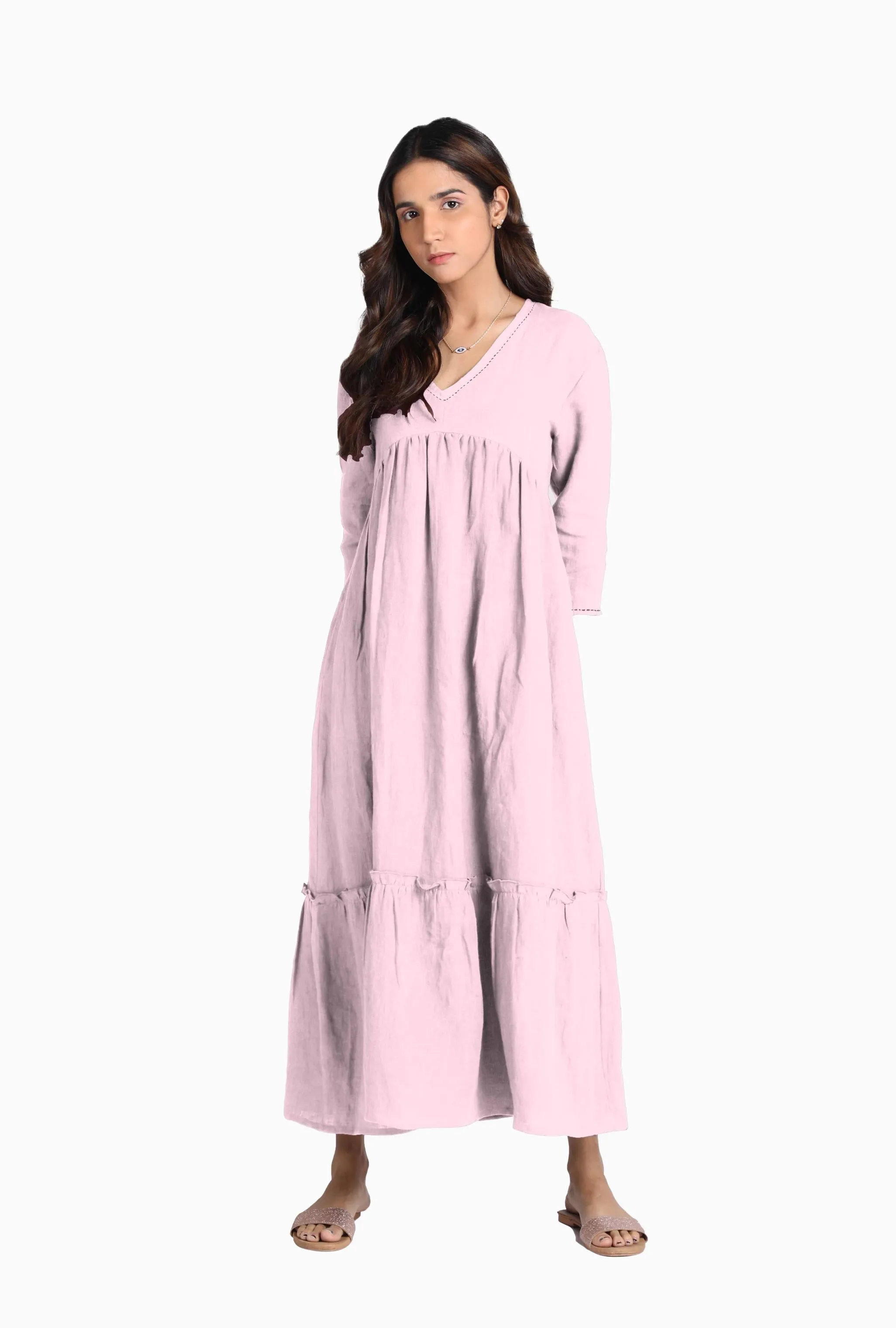 Linen Twilight Maxi Dress-Misty Lilac
