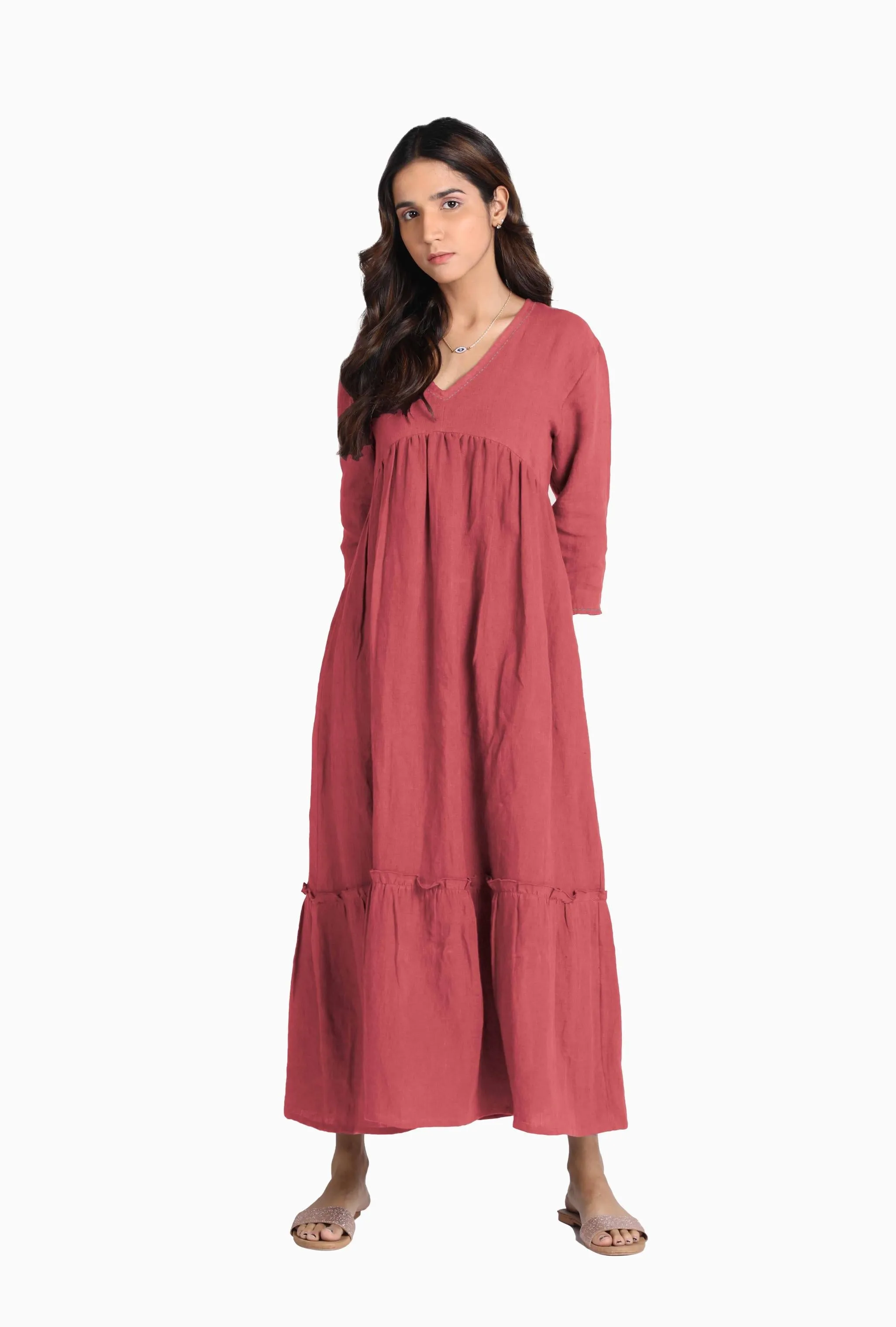 Linen Twilight Maxi Dress-Misty Lilac