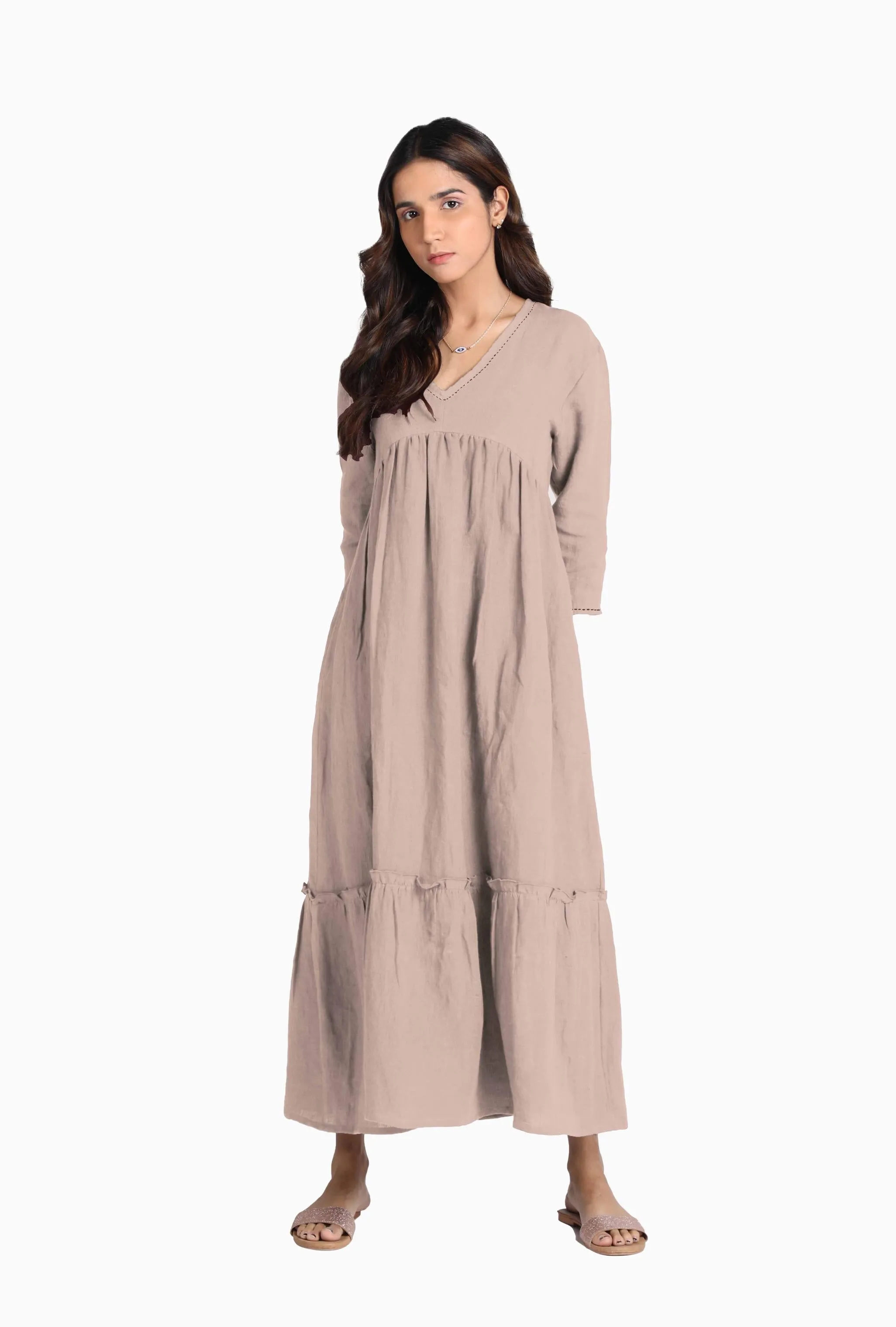 Linen Twilight Maxi Dress-Misty Lilac