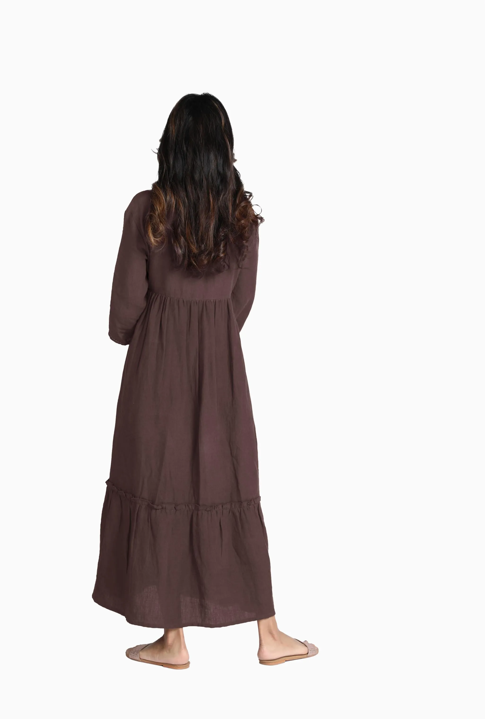 Linen Twilight Maxi Dress-Misty Lilac