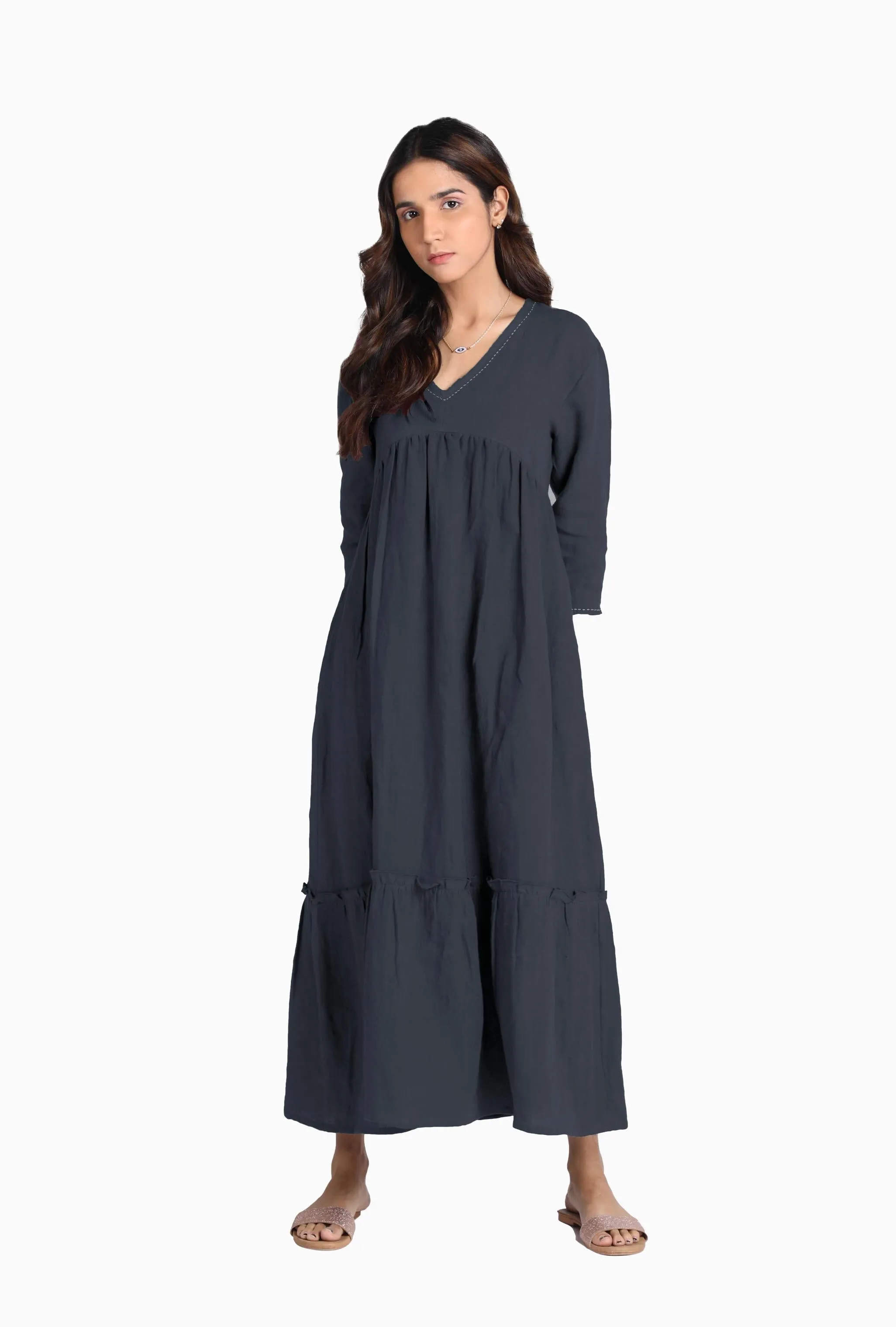 Linen Twilight Maxi Dress-Sunburnt Yellow