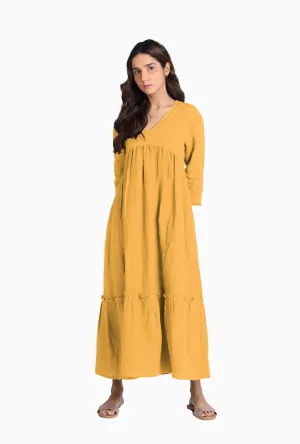 Linen Twilight Maxi Dress-Sunburnt Yellow