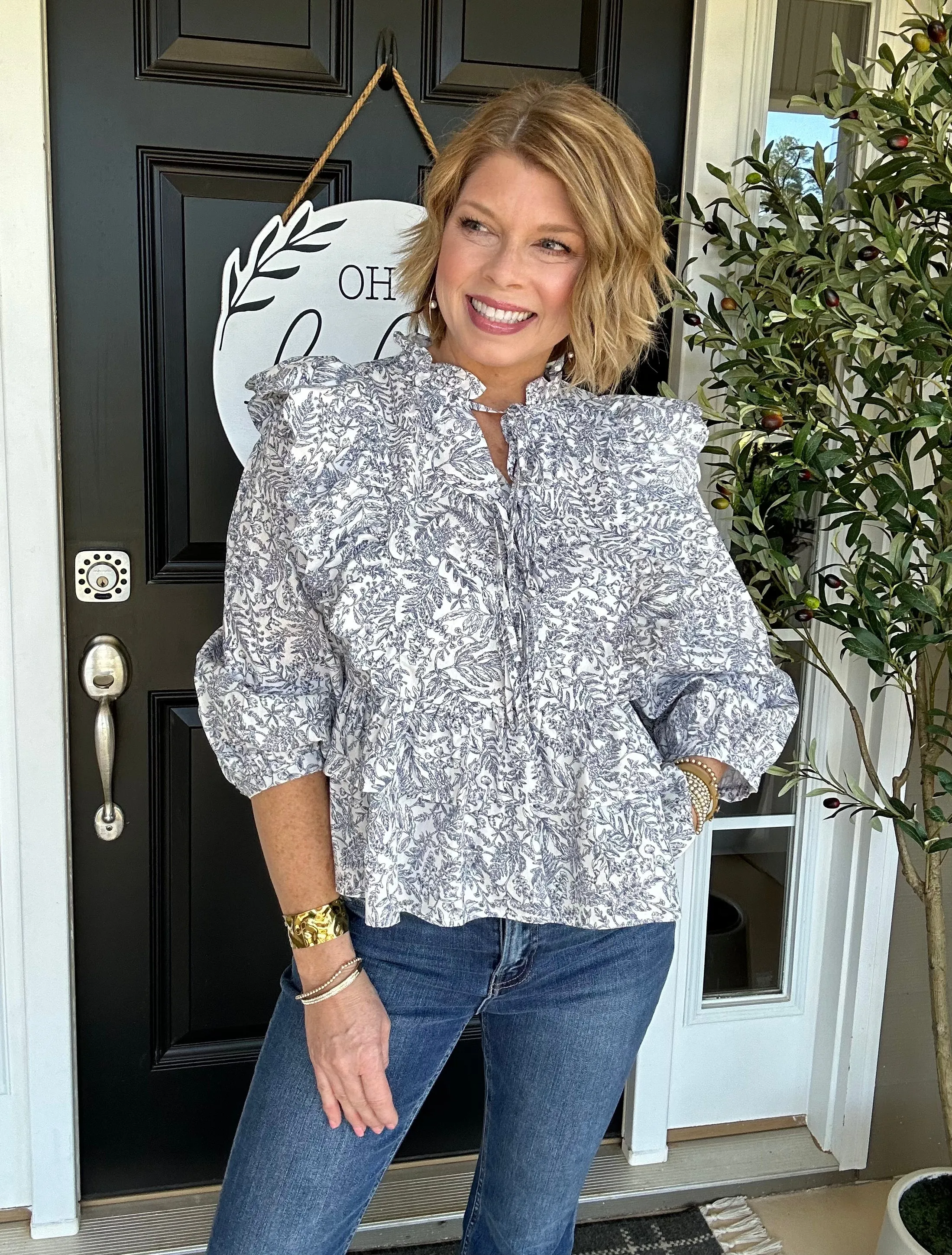 Lulu Ruffle Peplum Top | Navy