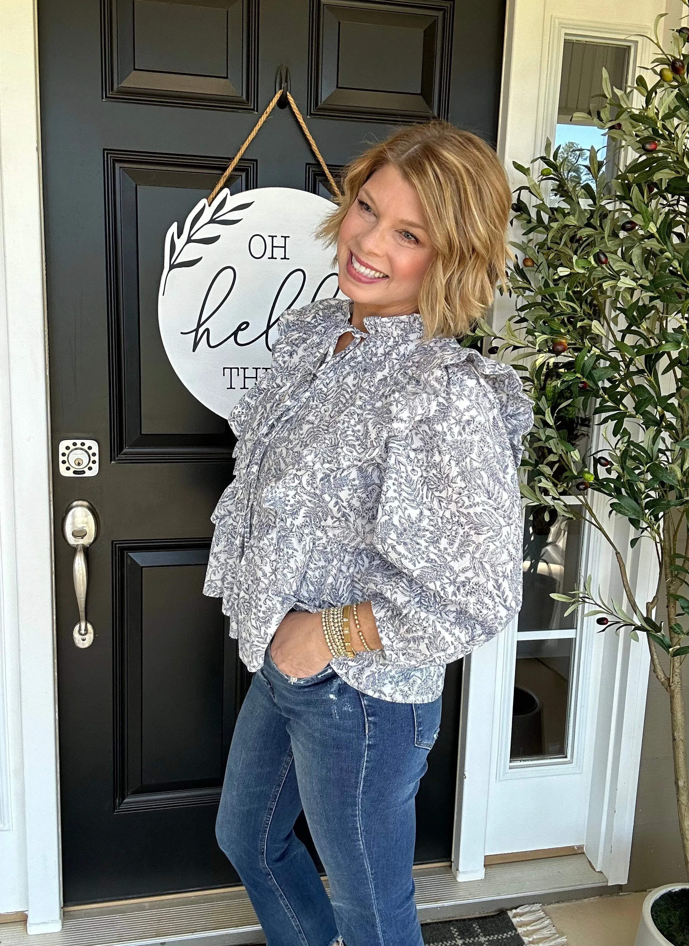 Lulu Ruffle Peplum Top | Navy