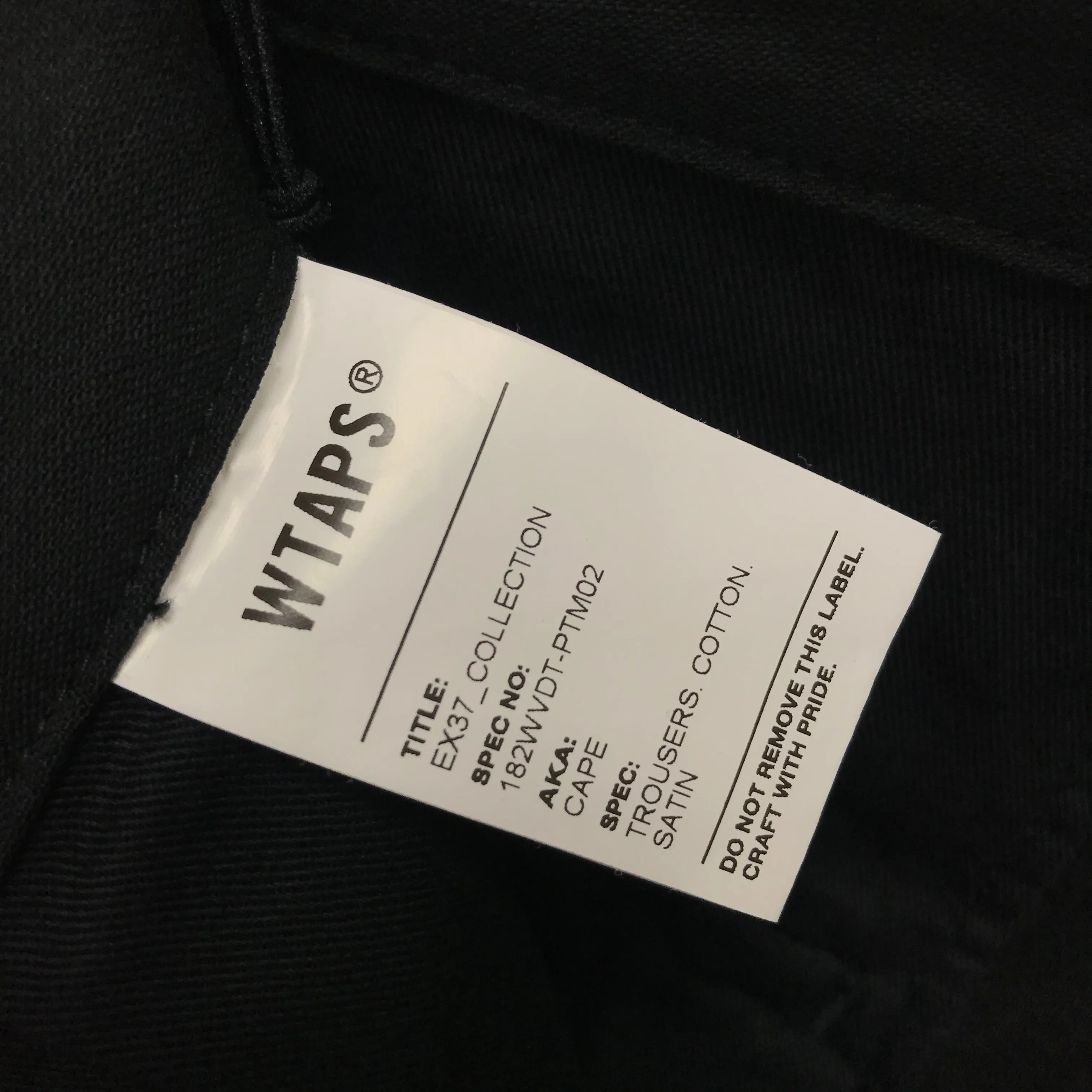 [M] DS! WTaps 18AW Cape BDU Pants Black