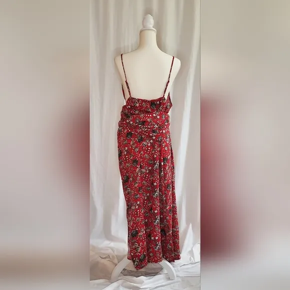 Making the Cut S3 Ep5 Red Floral Pattern Sash Wrapped Midi Dress Womens Size 2XL