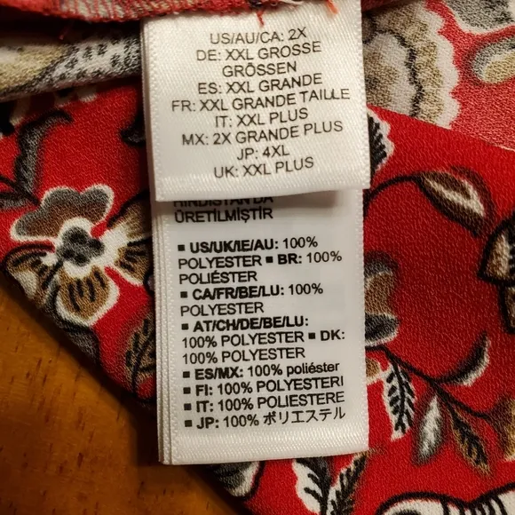 Making the Cut S3 Ep5 Red Floral Pattern Sash Wrapped Midi Dress Womens Size 2XL
