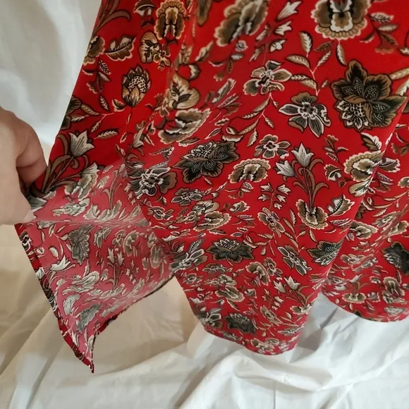 Making the Cut S3 Ep5 Red Floral Pattern Sash Wrapped Midi Dress Womens Size 2XL