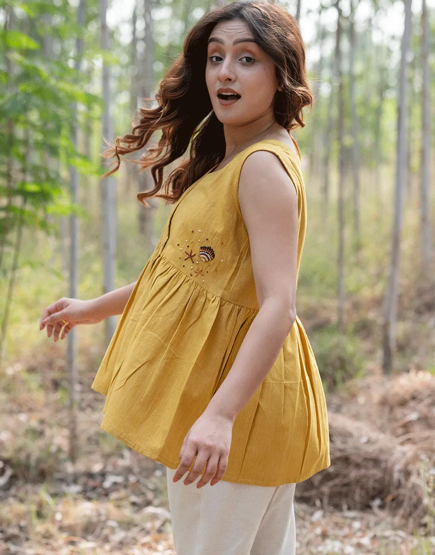 Marigold Yellow Peplum Top